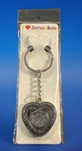 New Sealed - Jerusalem Heart Shaped Silver Spinner Keychain - $166.20 MXN
