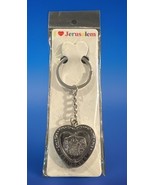 New Sealed - Jerusalem Heart Shaped Silver Spinner Keychain - $164.20 MXN