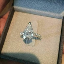 Solid 14k White Gold 2.80Ct Pear Cut Diamond Women&#39;s Engagement Ring in Size 7 - £212.16 GBP