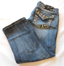 Miss Me Jeans Women&#39;s Denim Jeans Cuffed Capri JP5810P Size 30 Jeweled GUC - £63.22 GBP
