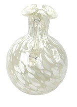 VTG Pilgrim Glass Hand Blown Clear Pitcher Applied Handle White Splatter 6&quot; tall - £31.64 GBP