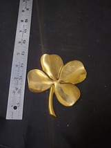 Vintage Gerity 24K Gold Plated Four Leaf Clover Shamrock Paperweight With Poem - £11.13 GBP