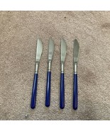 SET OF 4 VINTAGE IMPERIAL BLUE HANDLE DINNER KNIFE STAINLESS - $9.65
