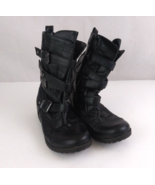 G By Guess Women&#39;s Black Leather Side Zip Boots Studded Buckle Accents S... - $19.79