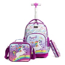 School Wheeled Backpack for boys Kids Rolling Backpack 3pcs Set Lunch Ba... - £127.74 GBP