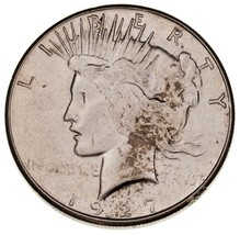 1927-S $1 Silver Peace Dollar in AU Condition, Nice Eye Appeal, Strong Luster - £92.87 GBP