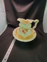 Vintage Athena California Pottery White Washbasin And Pitcher Floral Pattern - £15.15 GBP