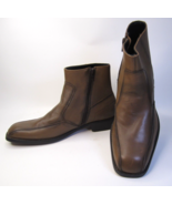 Men&#39;s Leather Kenneth Cole Reaction Zippered Brown Boots NEW 8M as is no... - $38.85