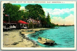 Cottages Along Beach Chepiwanoxet Greenwich Rhode Island RI 1936 WB Postcard H13 - £5.37 GBP
