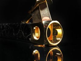 Solingen Gold with Black  Leather  V-Cut cigar cutter and box opener NIB image 4