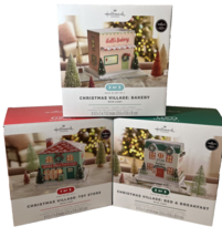 2022 Hallmark Channel Christmas Village Bakery Toy Store Bed &amp;Breakfast Set Of 3 - £131.93 GBP