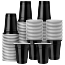 200 Pcs Black Cups Bulk,12 Oz Disposable Plastic Cups, Black Plastic Beverage Dr - £34.02 GBP