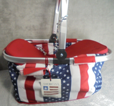 Americana Classic Collection Picnic Beach Shopping Basket Patriotic w/ supplies - £23.79 GBP