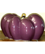 Fall Faux Pumpkin W/Gold Stem 7.5&quot; x 4.5&quot; Mauve Ceramic NWT - £16.98 GBP