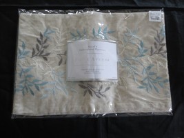 4 Nip Fifth Avenue Leaf Embroidered Polyester/Linen PLACEMATS--18-1/4&quot; X 12-1/2&quot; - £9.51 GBP