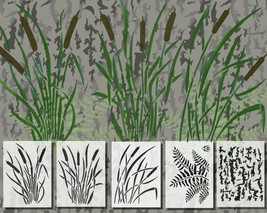 5Pack Spray Paint Camouflage Stencils Camo Jon Duck Boat CATTAIL BARK FERN - £15.97 GBP