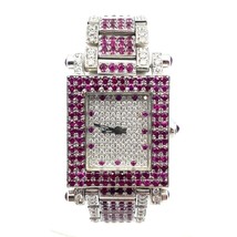 Pre-Owned One of a Kind Custom 18K White Gold Diamond and Ruby Fancy Cocktail Wa - £12,756.30 GBP