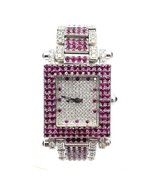 Pre-Owned One of a Kind Custom 18K White Gold Diamond and Ruby Fancy Coc... - $21,945.41 CAD