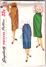 Vintage 1956 Misses' SKIRTS Simplicity Pattern 1817-s Waist 25 - $12.00