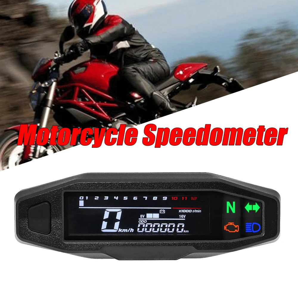 Mini Universal Motorcycle Speedometer RPM Gauge Digital Odometer Electric - £22.10 GBP+