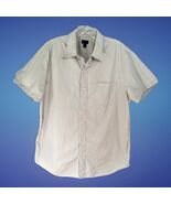 J.Crew Men’s Large Button Down Shirt White Blue Polka Dot Short Sleeve C... - $19.75