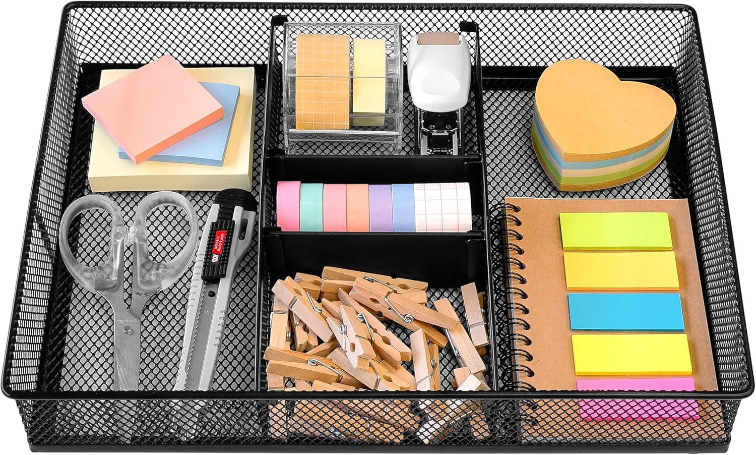 Mesh Three-Slot Desk Organizer From Caxxa With Two Movable Dividers In B... - $33.98