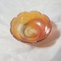 Marigold Orange Carnival Glass Crackle 4in bowl - £9.89 GBP