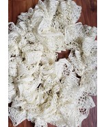 Handmade Lightweight ~ Sasha ~ Ruffled ~ Crocheted ~ Ivory Scarf ~62&quot; Long - $288.01 MXN