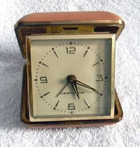 Vintage Westclox Wind Up Travel Alarm Clock Tan Plastic Case Japan - £21.75 GBP