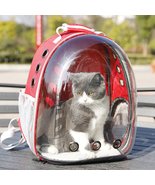 Breathable Pet Cat Dog Backpack Space Capsule Travel Bag for Outdoor - Red - £36.44 GBP