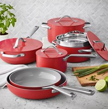 11-Piece Modern Ceramic Cookware Set Red - £239.58 GBP