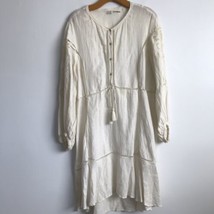 Leon Max Prairie Dress Large White Lattice Boho Peasant Cottage Coastal ... - £36.13 GBP