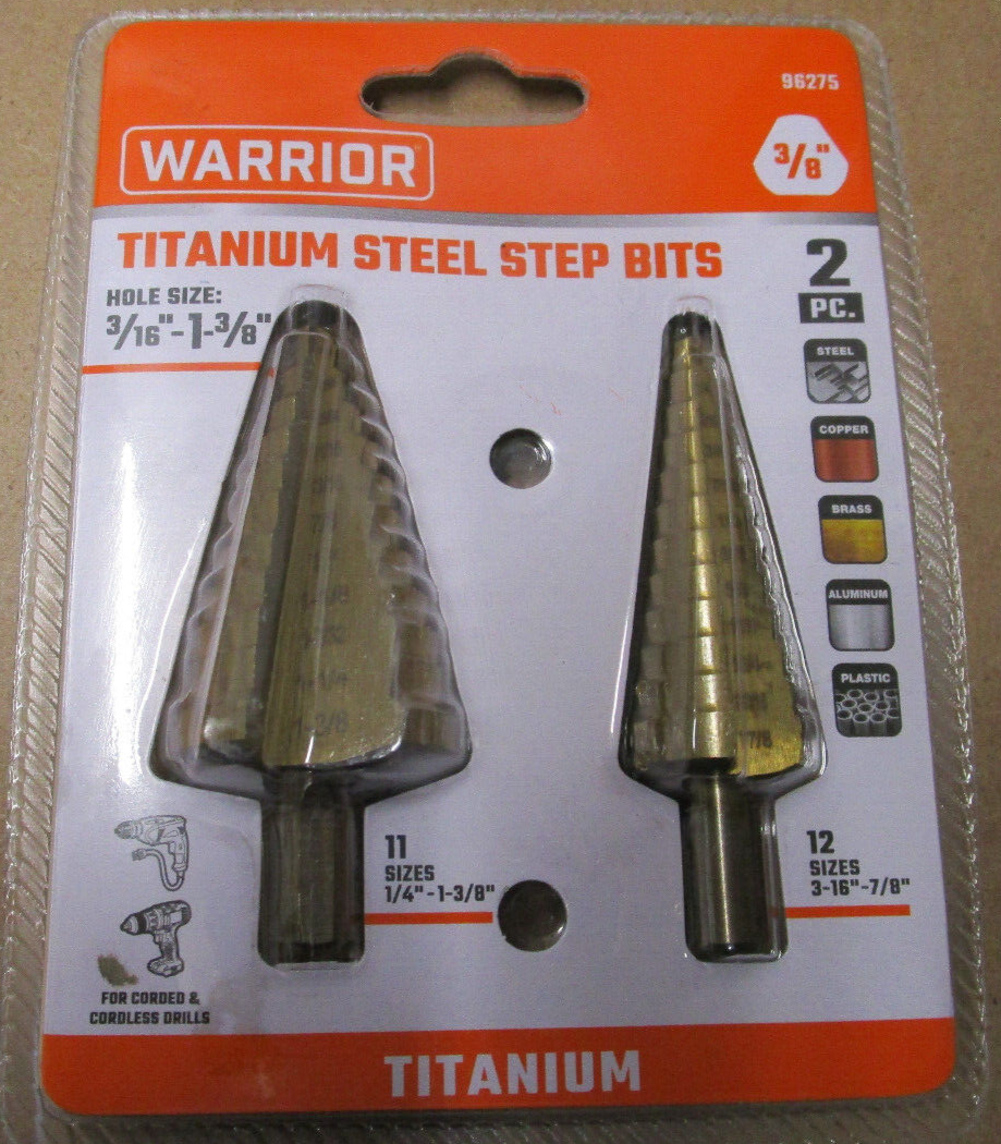 WARRIOR Titanium-Coated High-Speed Steel Step Bit Set 2-Piece - $22.79