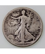 1916-D 50C Walking Liberty Half Dollar in Very Good VG Condition, Natura... - $89.09