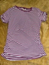 Michael Kors Purple Striped Elastic Zip Sleeve Shirt Size Large - $11.86