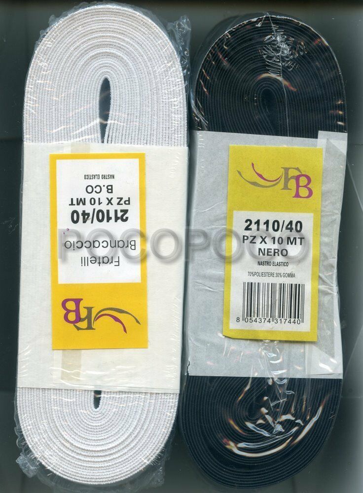 Chevron Elastic Ribbon Height 40 MM 2110/40 Stretch White or Black - $2.14+