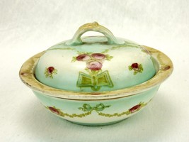 Porcelain Butter Dish w/Lid, Vintage Stoke England Colonial Pottery, Tau... - $48.95