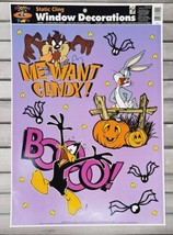 Looney Tunes Halloween Window Decor Bugs Bunny Daffy Taz VTG Me Want Candy Boo b - £4.04 GBP