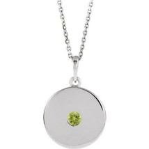 Sterling Silver Peridot Disc Necklace - £127.09 GBP
