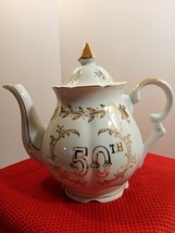 Lefton China 50th Anniversary Hand-Painted Teapot with Lid 4933 - $38.61