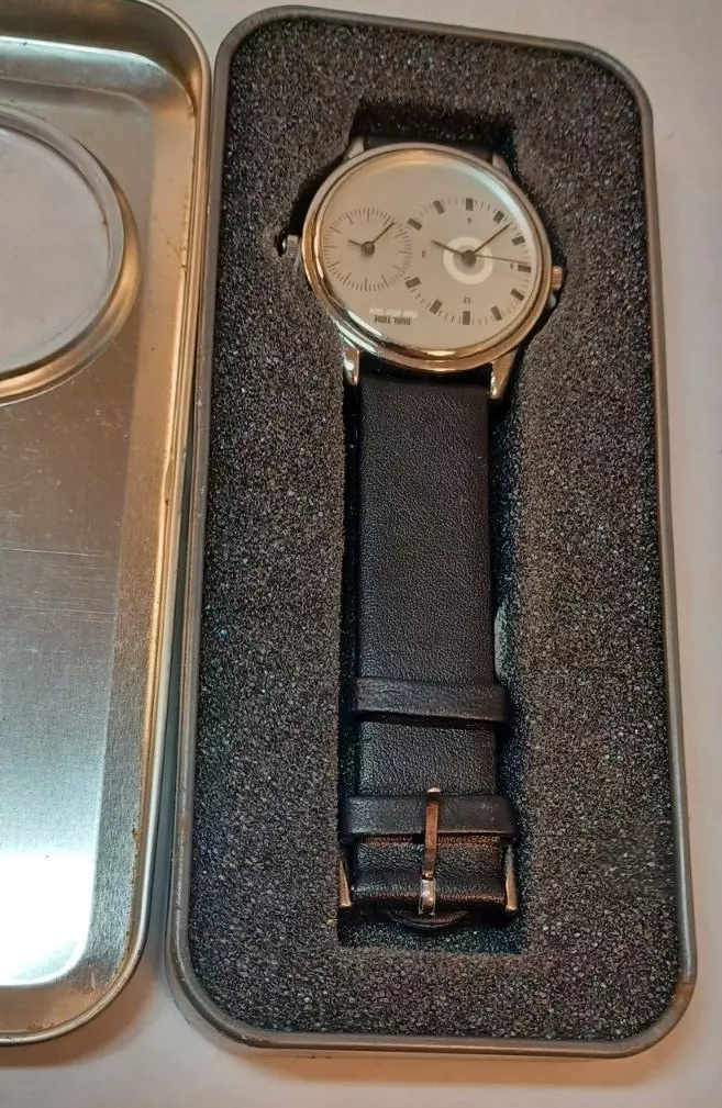 Don Simmons Seiko Dual Time Quartz Watch Black Leather Band 35mm Tin Cas... - $53.46 CAD
