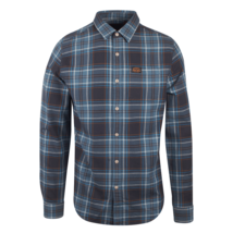 Superdry Men&#39;s Traditional Workwear Teal Blue Plaid L/S Woven Shirt - £17.92 GBP