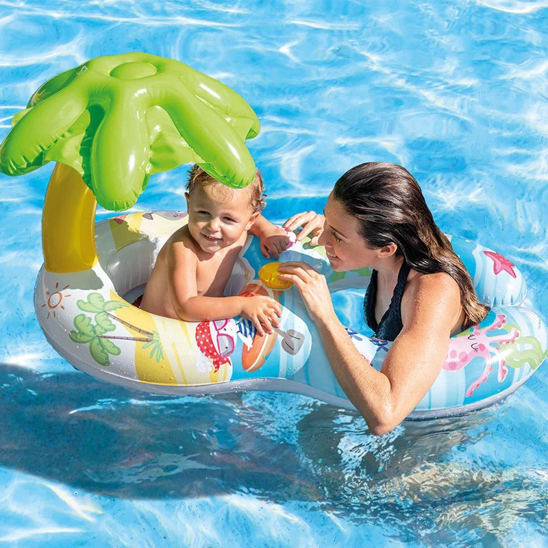 Baby Float Inflatable Swimming Ring  Mother Baby Double Swimming Pool Fo... - £8.08 GBP+