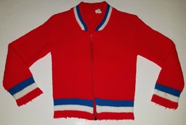 VTG Red Sears Sweater Approx 2T Toddler Blue White Stripes 100% Orlon Acrylic - £12.07 GBP