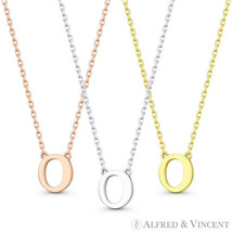 Initial Letter &quot;O&quot; 14k Rose White Yellow Gold Alphabet Pendant &amp; Chain Necklace - £118.67 GBP