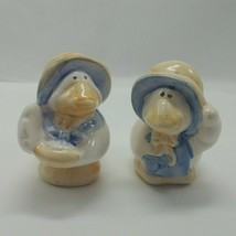 Vintage Ceramic Ducks With Bonnets Salt &amp; Pepper Shakers 3&quot; Tall - £5.40 GBP