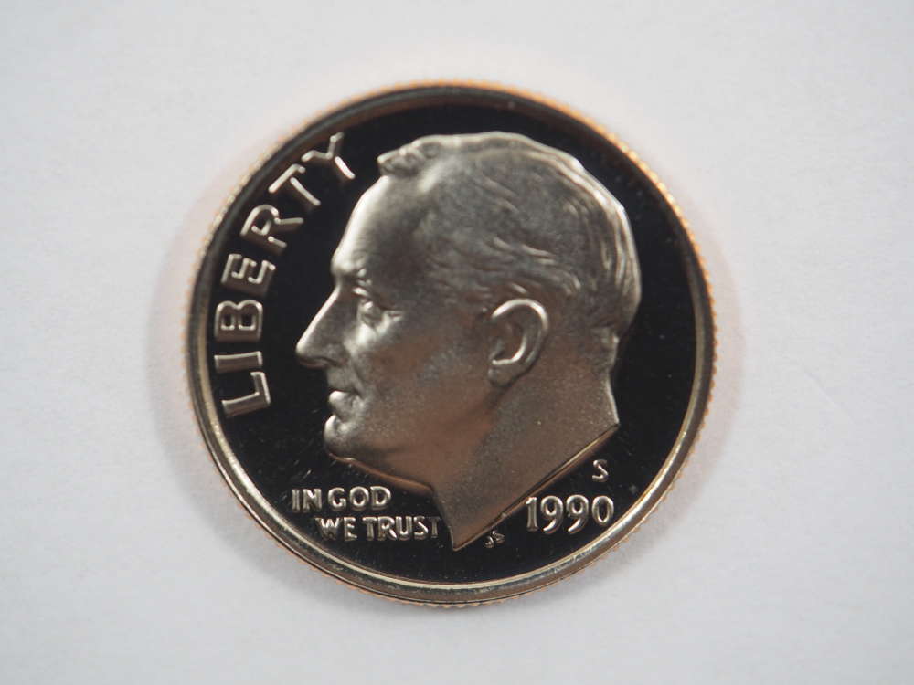 1990 S Roosevelt Clad Dime Proof GEM US Coin Proof (PF) - SKU 124USDMCL - $2.95