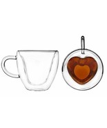 NEW VALENTINE HEART Coffee/TEA Mug Glass Mug - Double Wall Insulated Gla... - £7.53 GBP