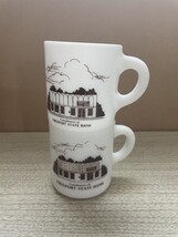 Set of vintage 70&#39;s milk glass Freeport Bank coffee mugs - $18.00