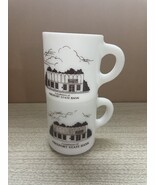 Set of vintage 70&#39;s milk glass Freeport Bank coffee mugs - $18.00